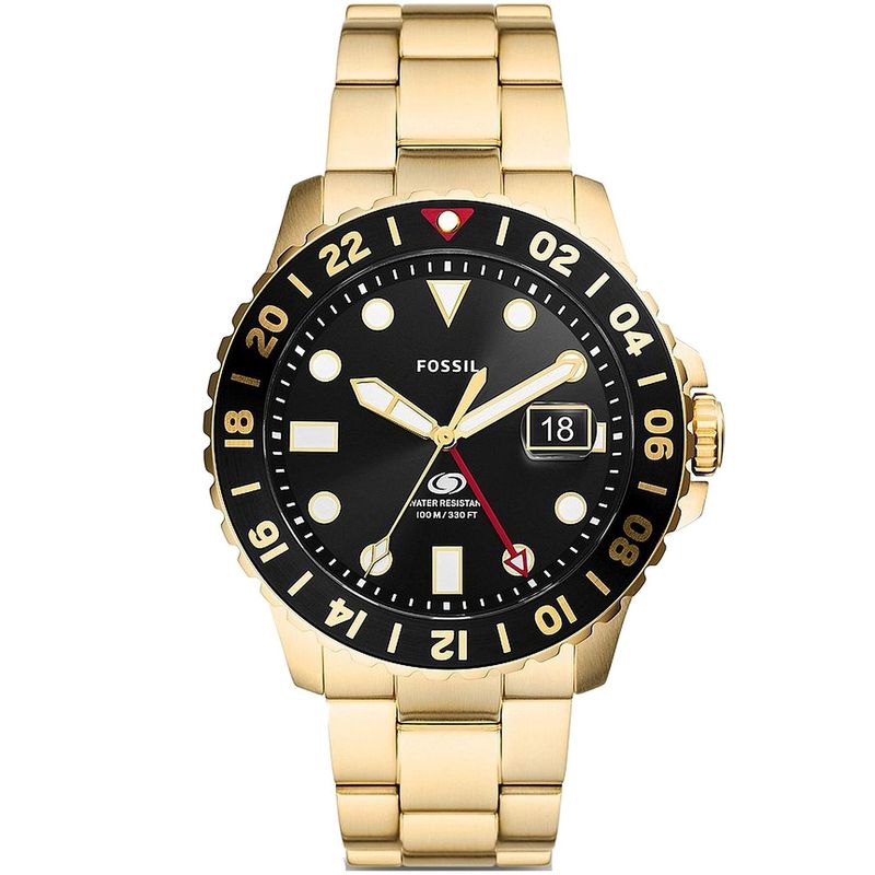 Fossil Mens Blue Gmt Black Dial Watch  Fs5990